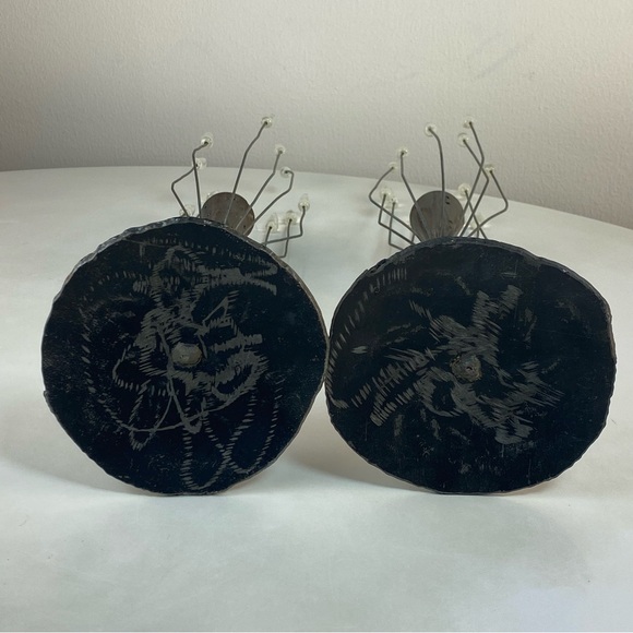 Hand Forged Iron Taper Candle Holders with Glass Elements Modern Scandi Style - Picture 10 of 15